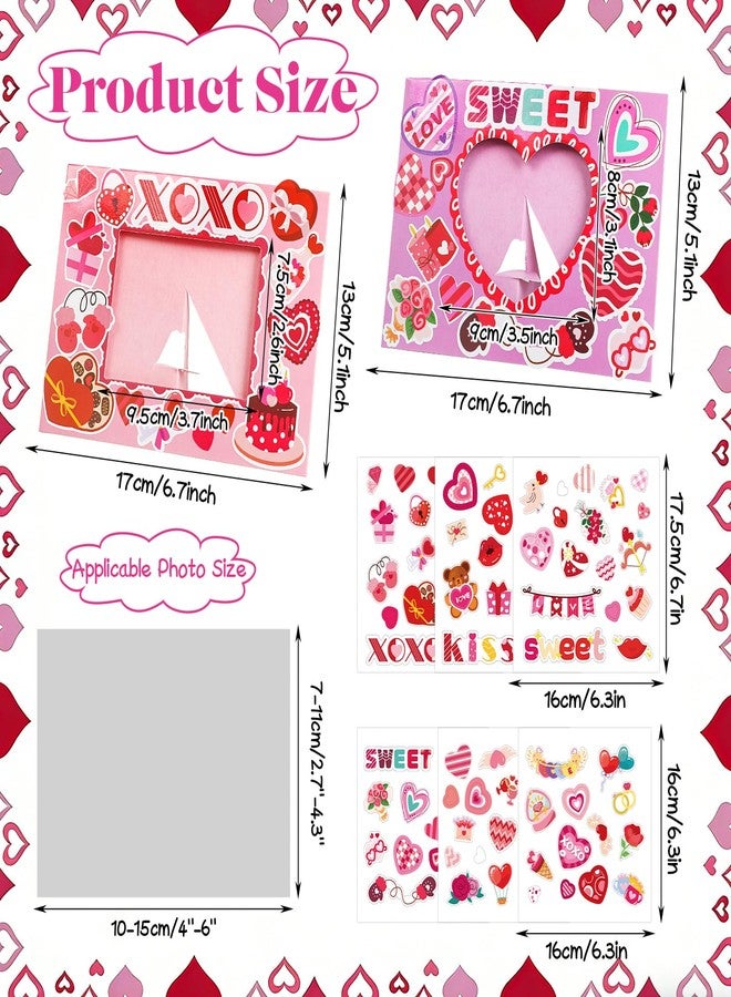STEFORD 30 Sets Valentine Picture Frame Craft Kits, DIY Photo Crafts Frame with Valentine's Day Stickers for Kids Home Party Decoration Favors School Classroom Art Activities - Image 3
